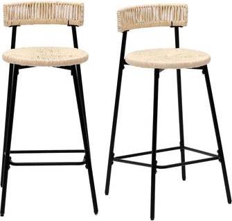 35.04 in H Hand Woven Paper Rope Stools Set