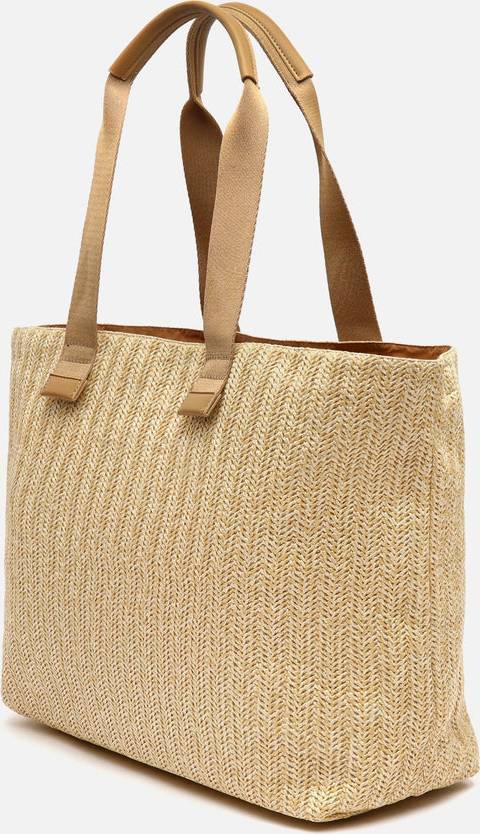 Large Raffia Effect Shopper Bag with Detachable Pouch