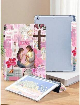 Shein Pink Jesus Collage Pattern Tablet Case