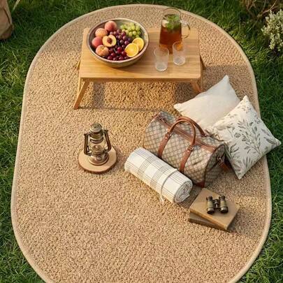 Shein Pineapple Rattan Round Wavy Edge Rug Multicolour cm