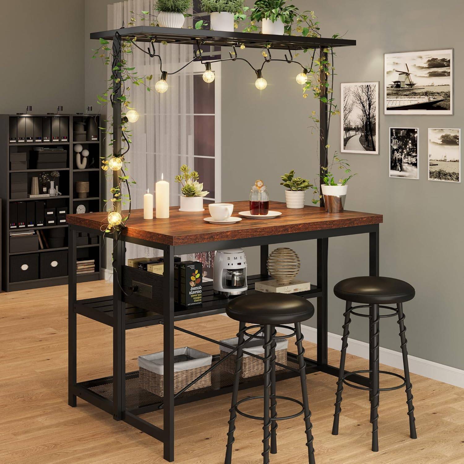 Large kitchen island with storage Gaomon Kitchen Island 47 Inch Power Outlet Large Table