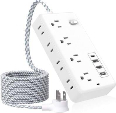 Power strip with flat plug Shein 12-In-1 Compact Flat Plug Surge Protector