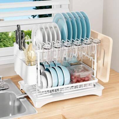 Towel drying rack Shein Multi-Functional Double-Layer Dish Drying Rack Paper Towel Holder