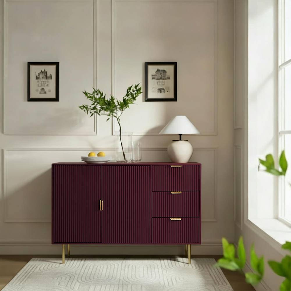 OHS Ribbed Table Modern Drawer Shelf Sideboard