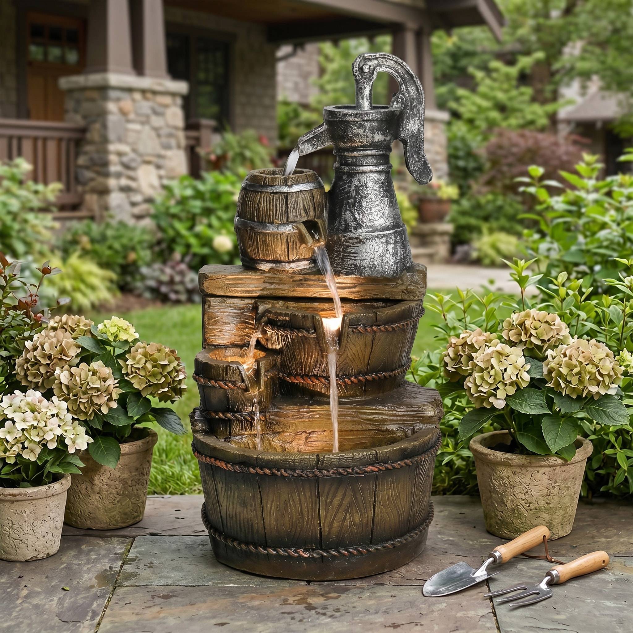 Pond pump Watnature 25.5 Inch Rustic 5 Tier Barrel Pump Shaped