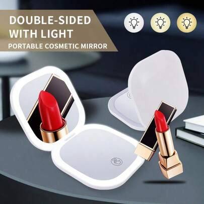 Light up magnifying mirror Shein Portable LED Light Compact Mirror USB Data Cable