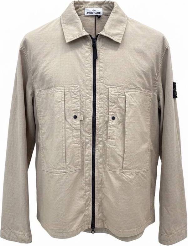 Cotton Ripstop Overshirt Light Jacket - Beige