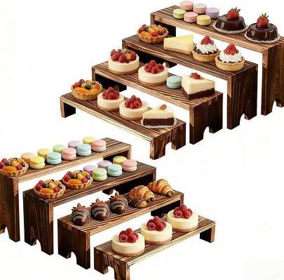 Shein 4-Tier Rustic Wooden Step Display Risers