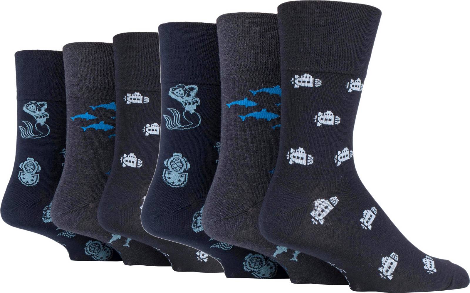 Grip sokker Gentle Grip Non Elastic Patterned Socks - 6 Pairs