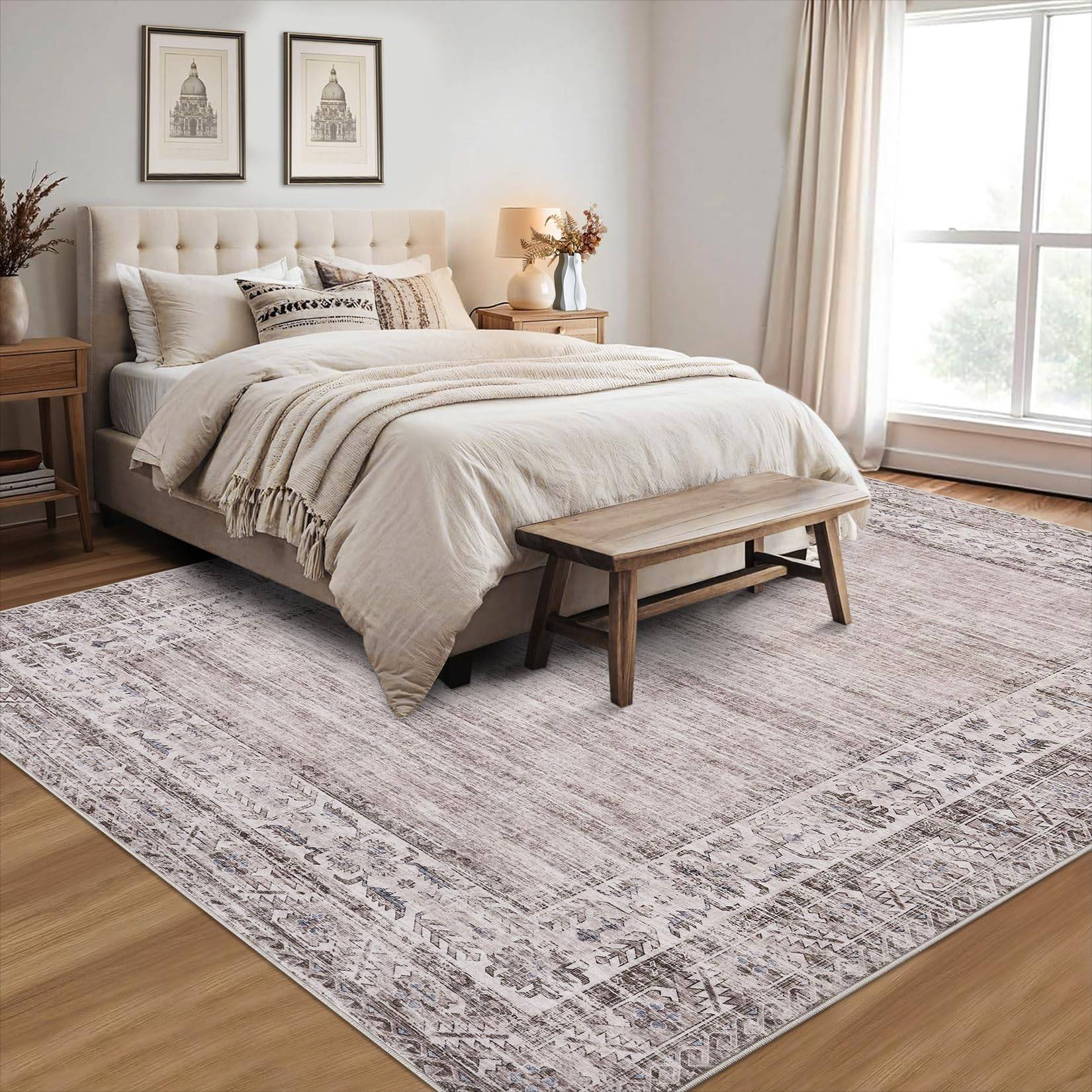 8x10 rugs Garvee 8 x 10 ft Area Rug Polyester Light Taupe Rectangular Beige