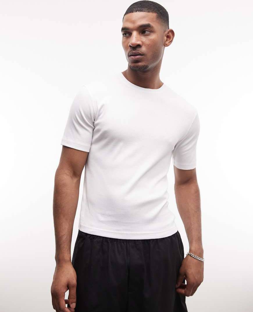 Tshirts slim fit Weekday Slim Fit Rib T-Shirt - White