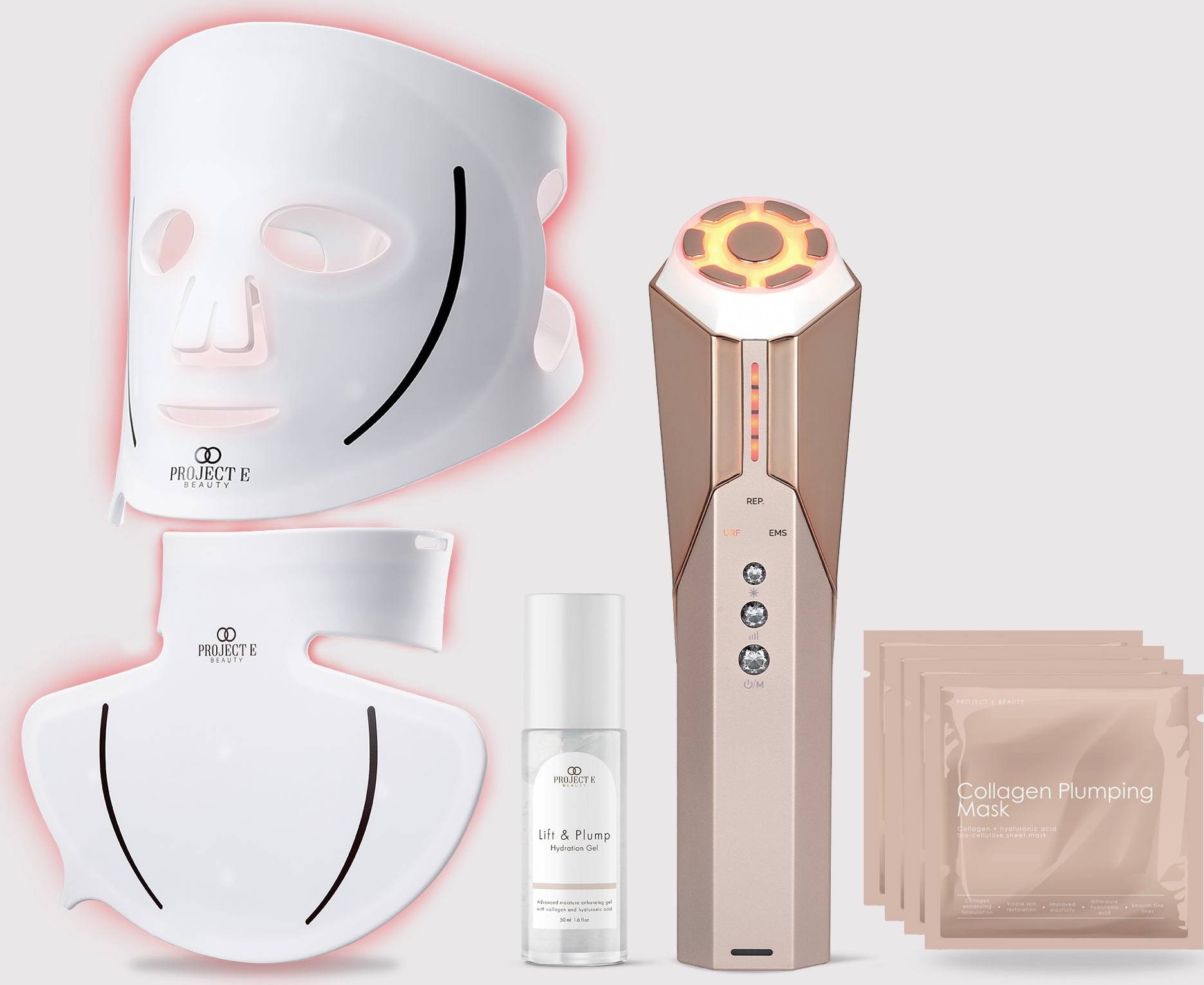 Project E Beauty Pro LED Red Light Therapy Face Neck Mask Elevated Neck Tech Set