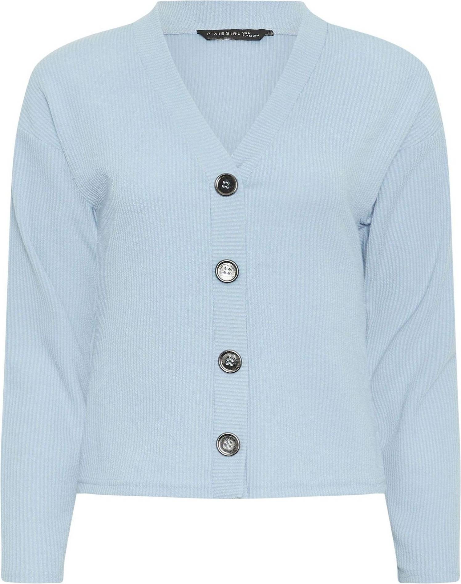 PixieGirl Petite Ribbed Soft Touch Cardigan - Light Blue