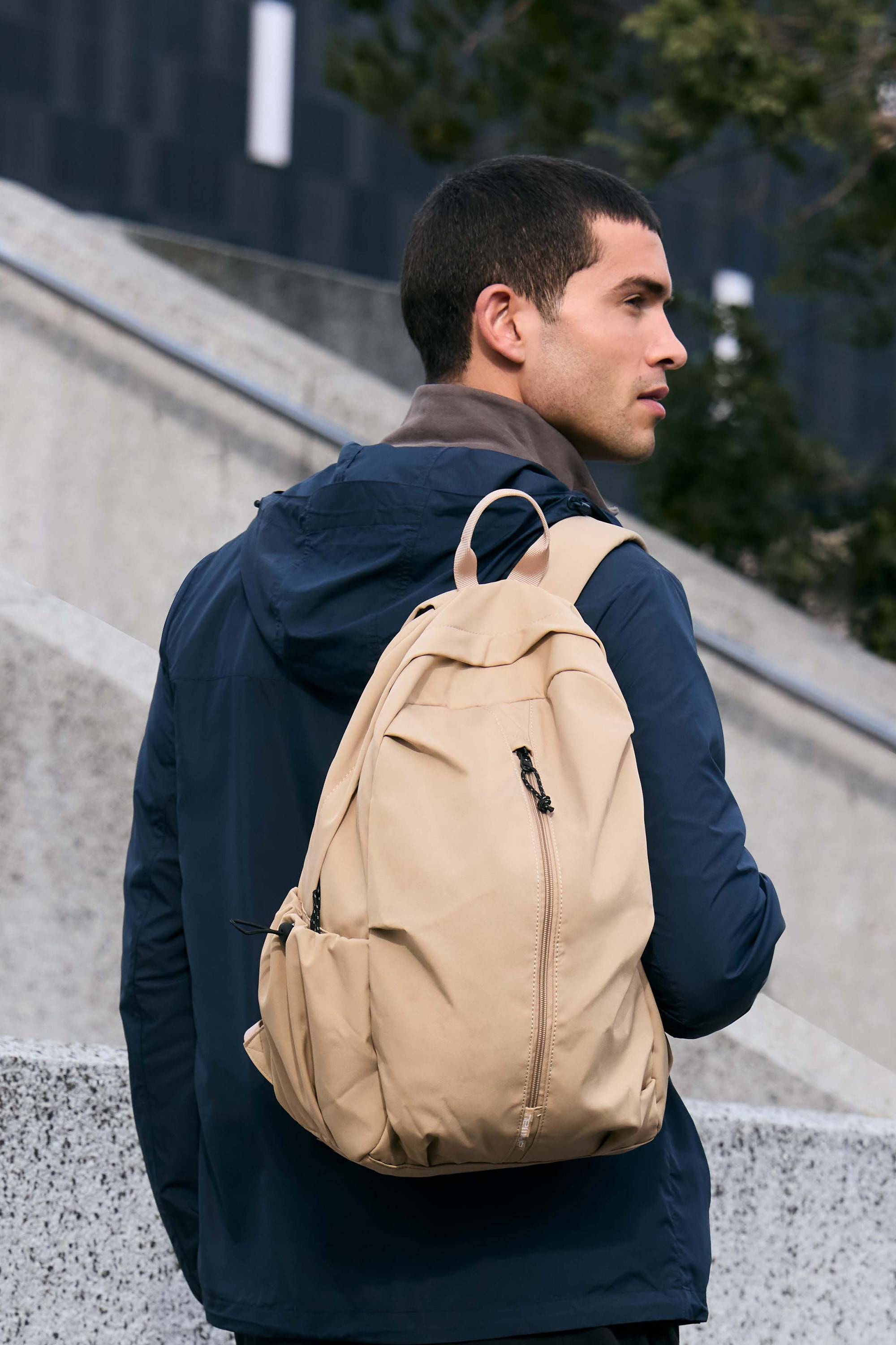 Animal Durable Multipocket Front Zip Padded Adjustable Strap Backpack - Beige