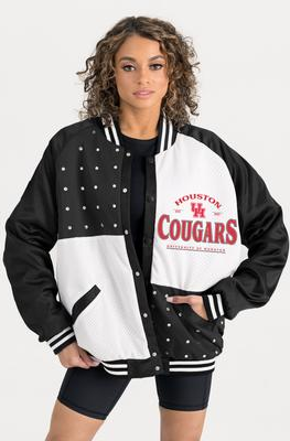 Gameday Couture Oversized Inner Drive Varsity Rhinestone Jacket - Black