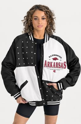 Gameday Couture Oversized Inner Drive Varsity Rhinestone Jacket - Black