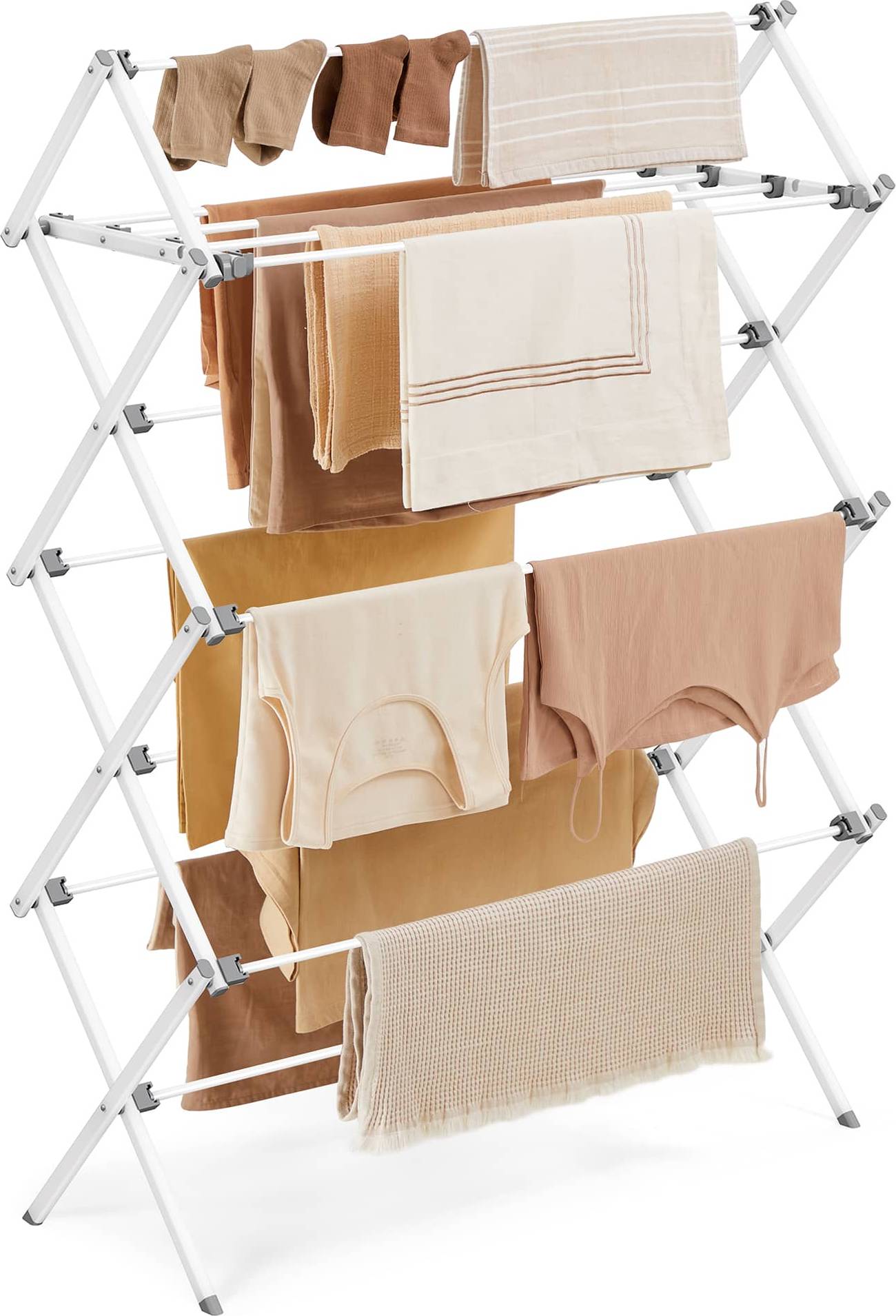 Laundry drying rack foldable Songmics Foldable Clothes Drying Rack Steel Frame - Pearl White