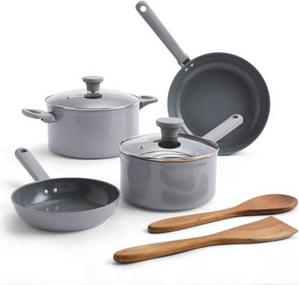 Cooks Ceramic 8-Pc Gray Cookware Set