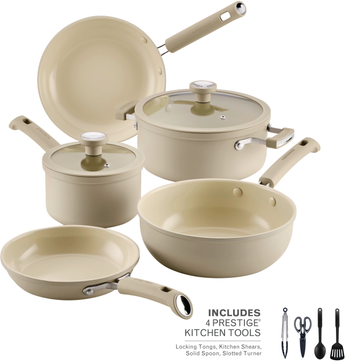Farberware TrueCook 12pc Ceramic Taupe Cookware Set