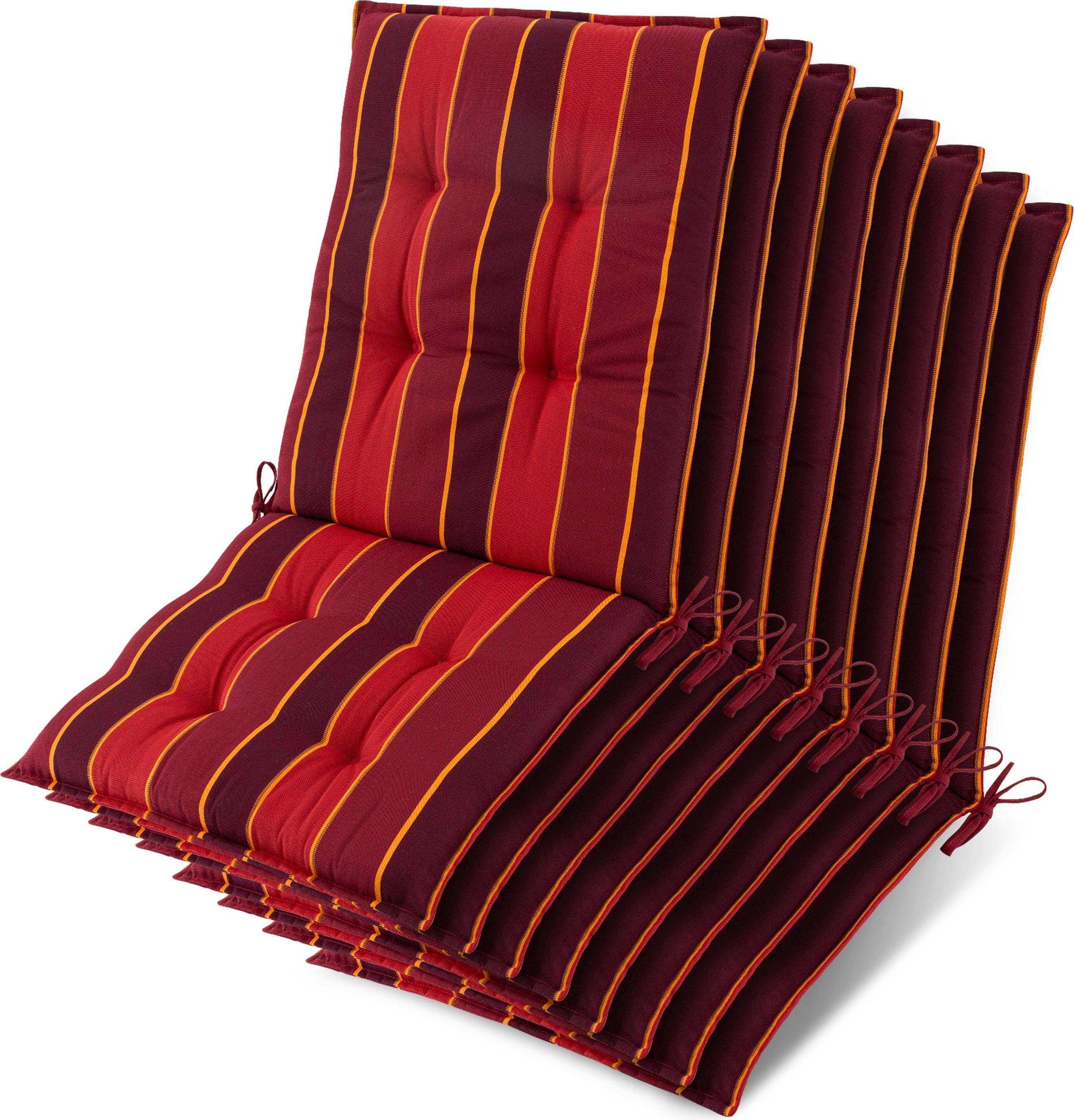 Beautissu Lot 8 Coussins Sun-NL 105 x 50 x 8 cm Rayures Rouges Coussin de chaise Rouge