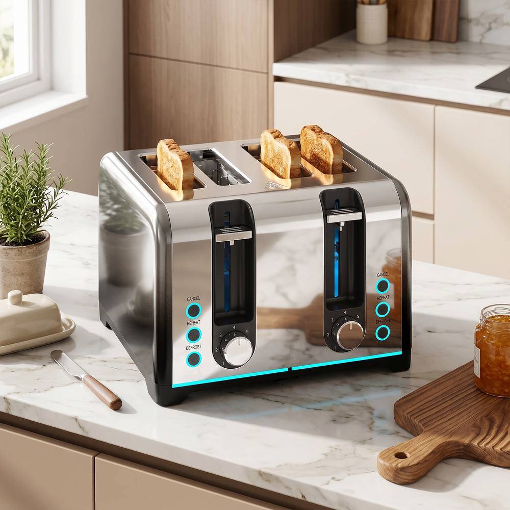 Homcom 4 Slice Toaster 7 Browning Levels
