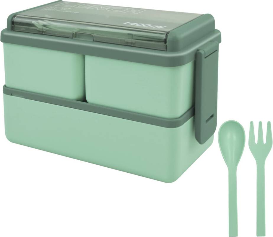 JSD Bento Lunch Box Stackable 1400ml Containers Food Container 3pcs