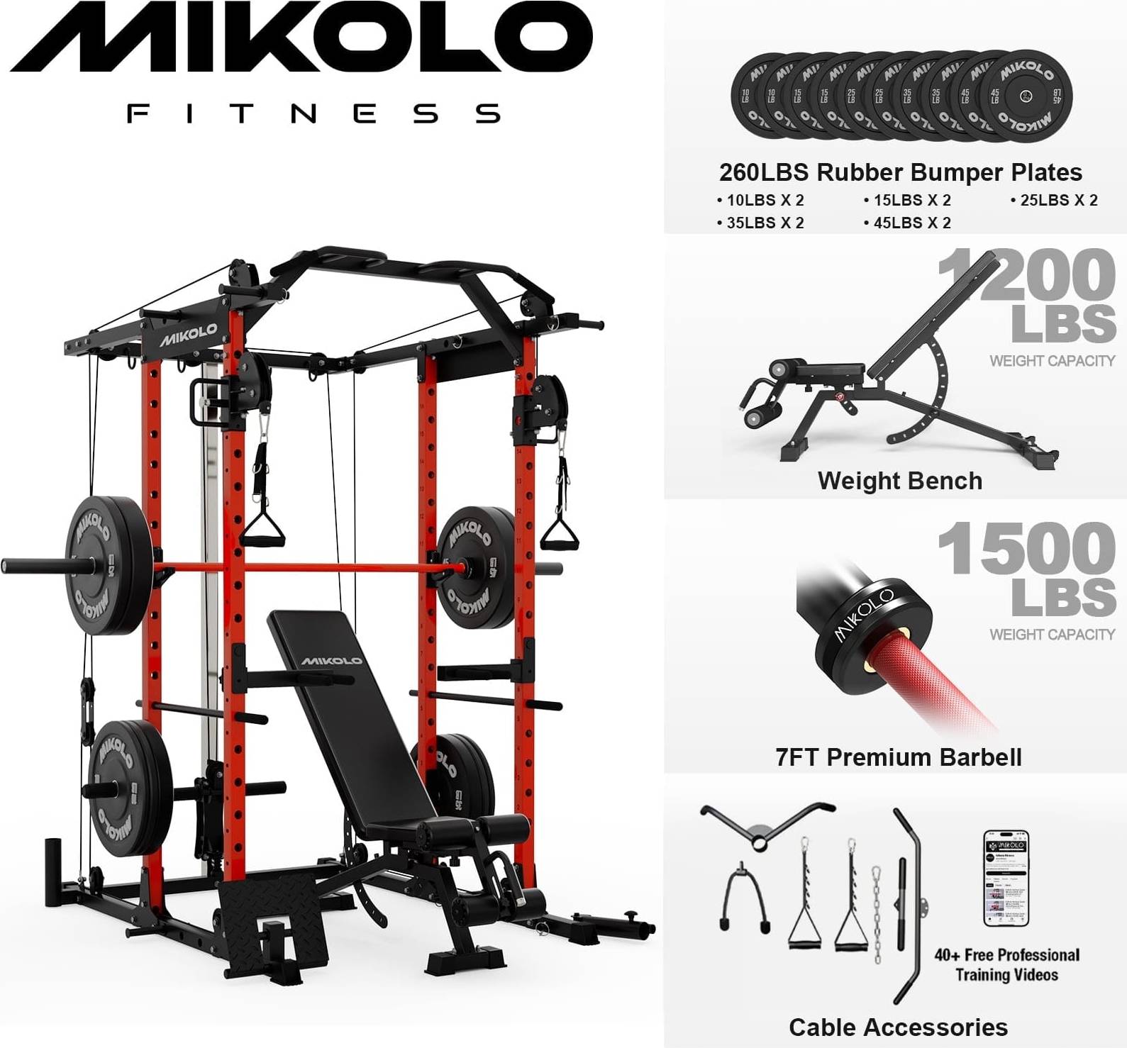 Power rack Power Rack Cage 1500 lbs Cable Crossover Machine