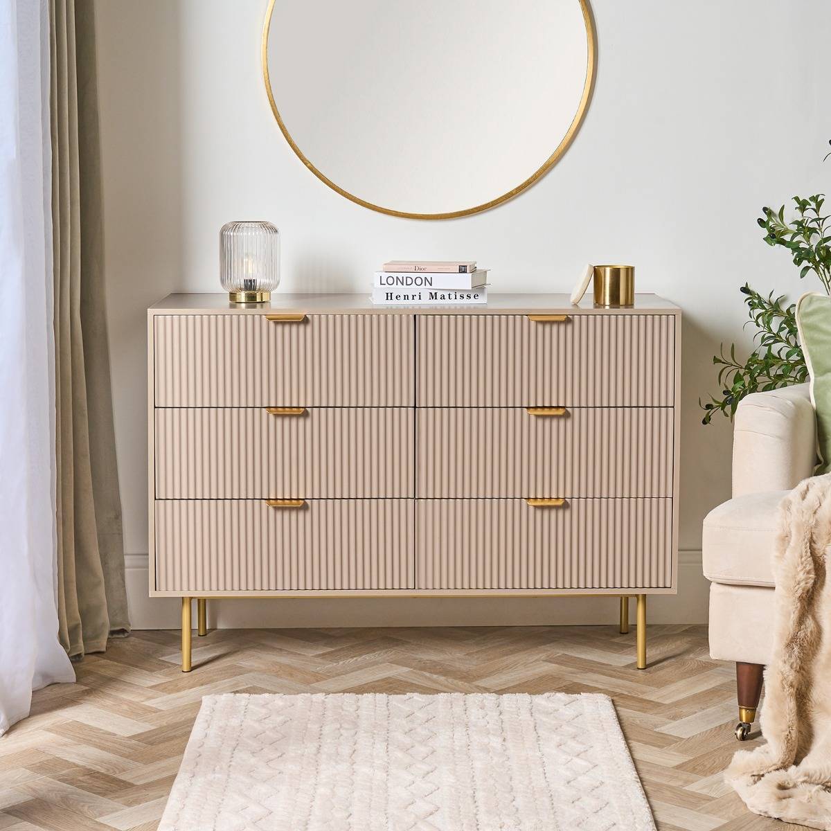 OHS Ribbed 6-Drawer Chest - Natural