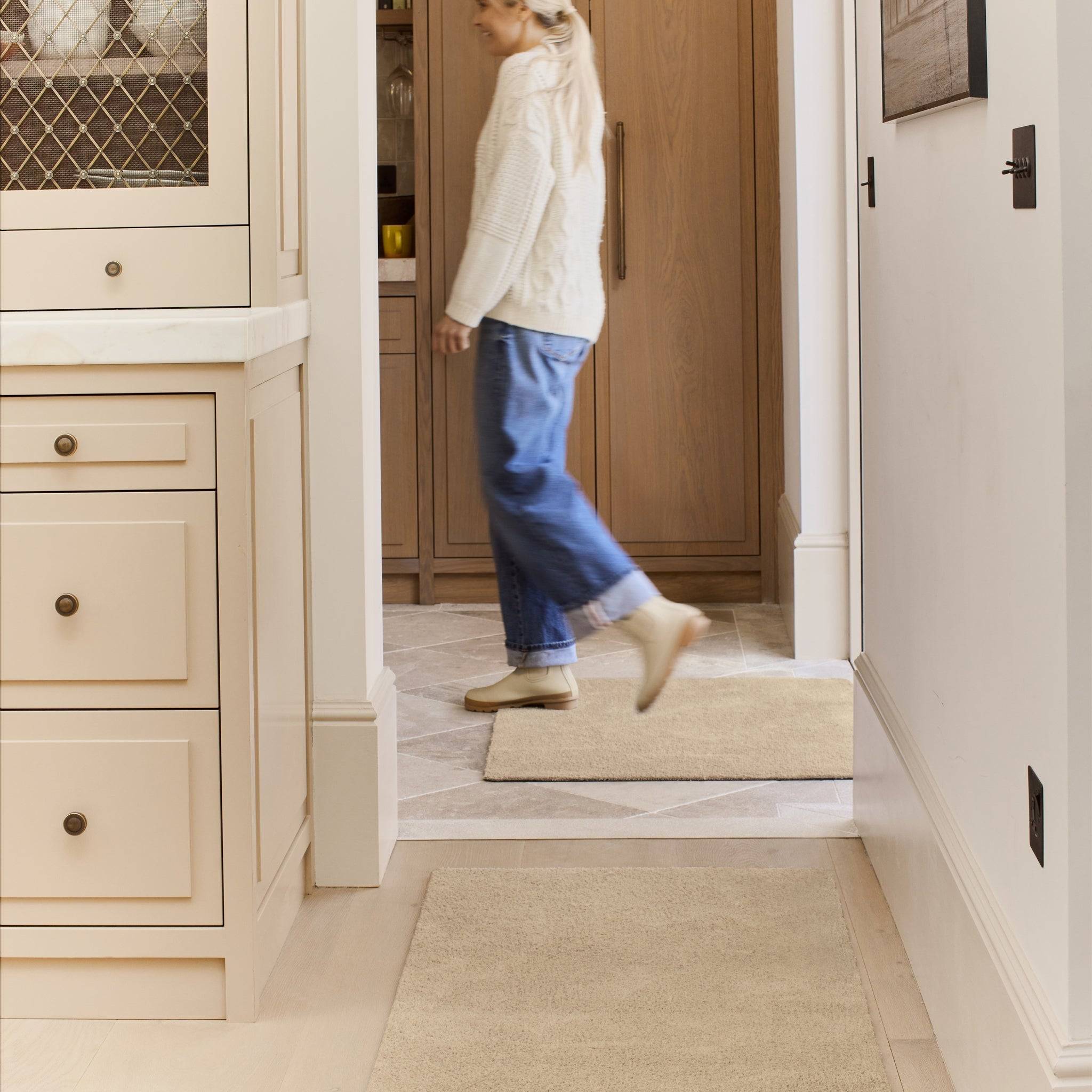 Hug Rug Plain Fleck Washable Doormat Beige
