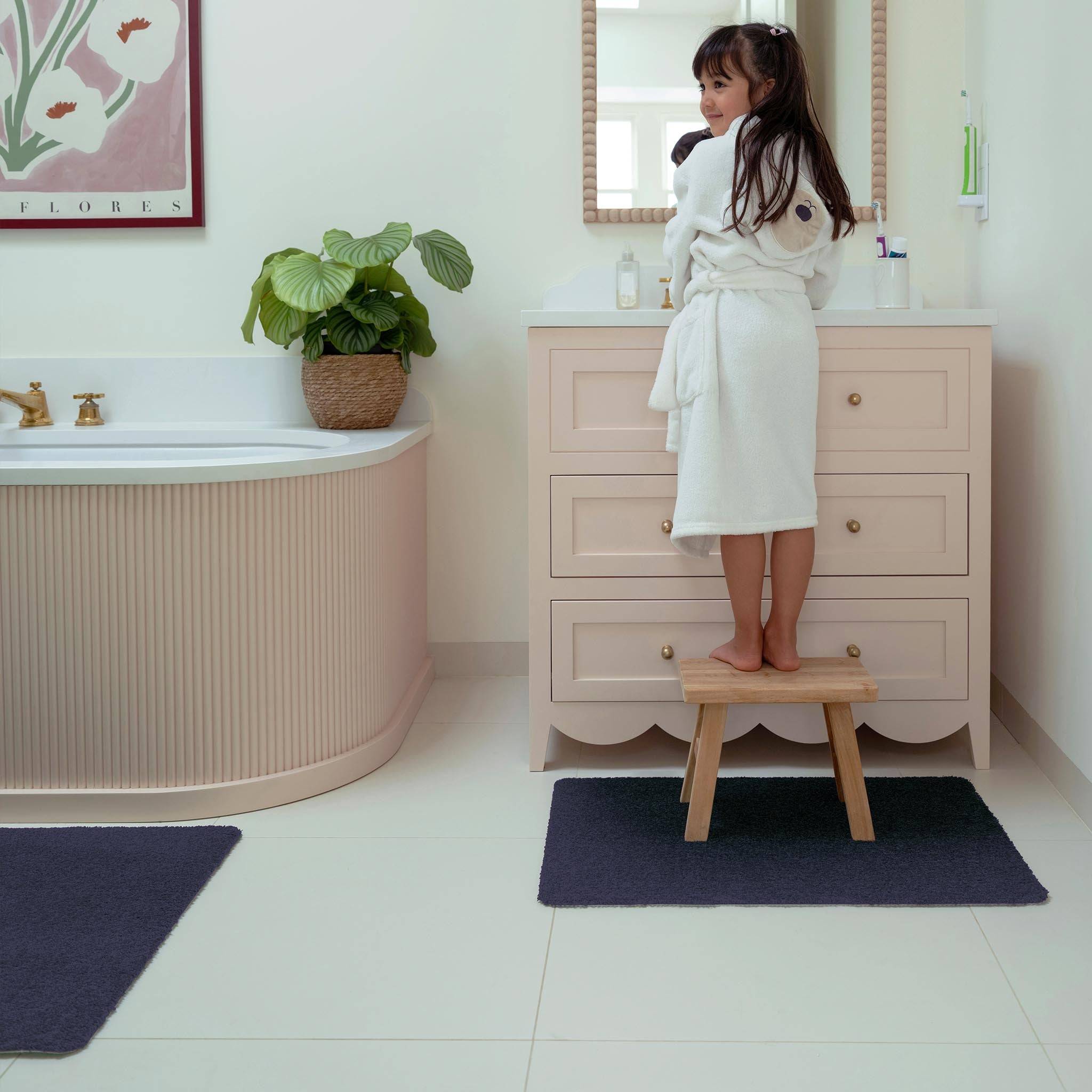 Hug Rug Sense French Navy Bath Mat Natural, Blue