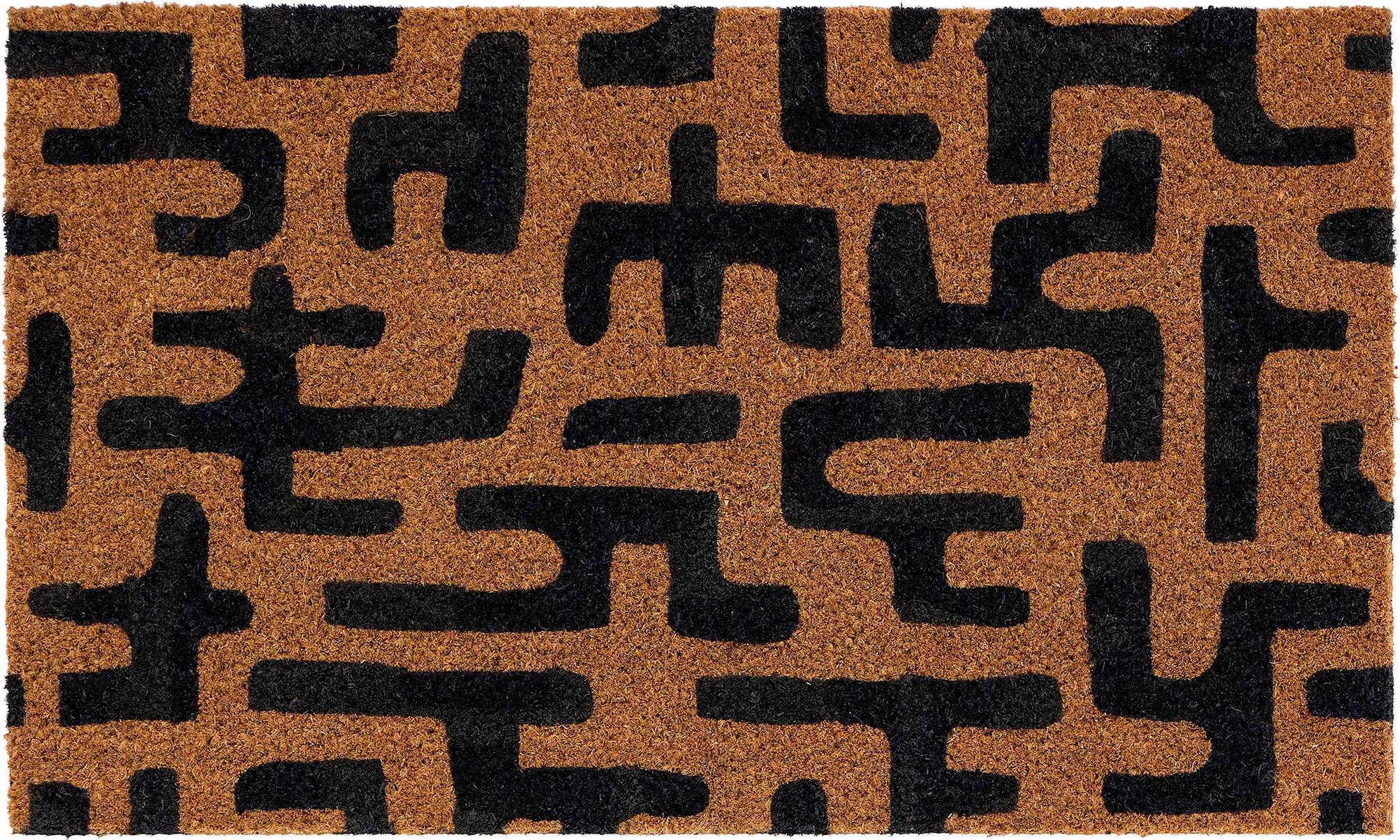 Hug Rug Abstract Maze Coir Doormat 45x75 cm Multicolour, Black