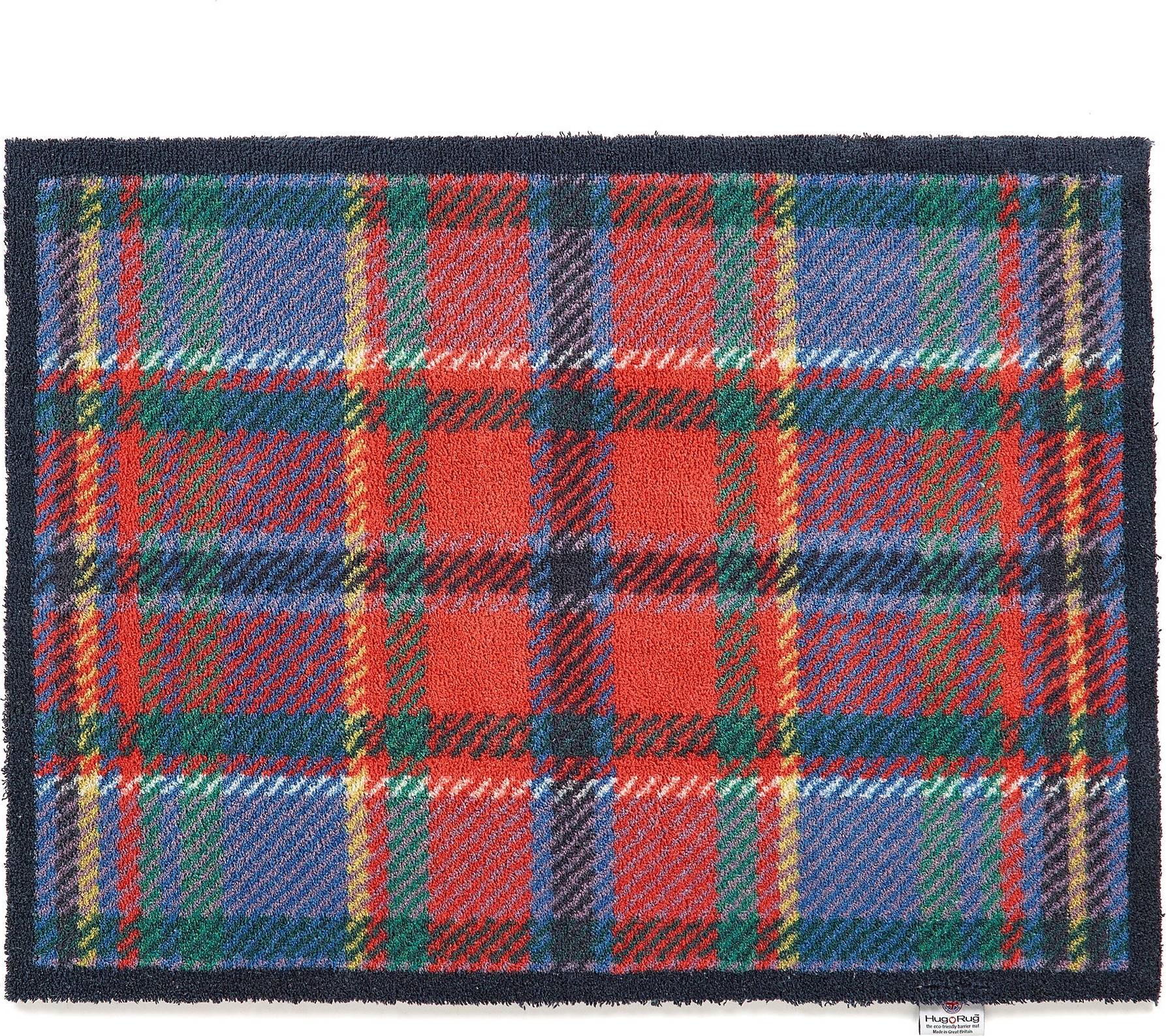 Hug Rug Tartan Red Blue Washable Doormat Red cm