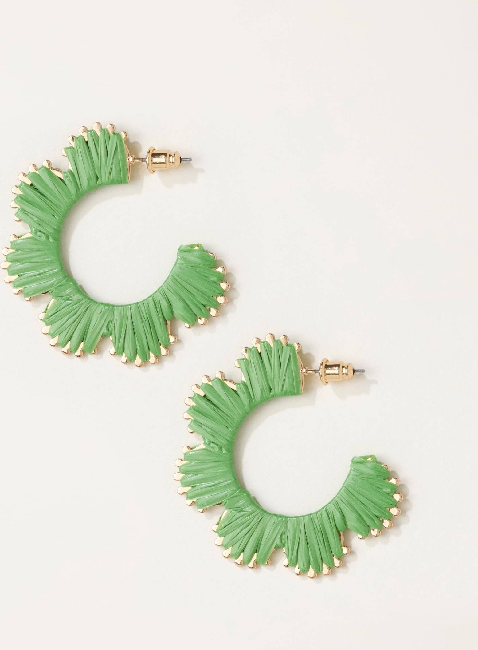 Fatface Green Raffia Scalloped Hoops