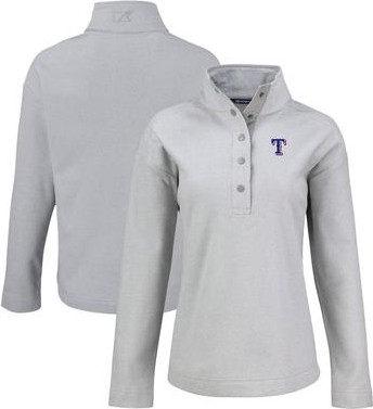Cutter & Buck Gray Texas Rangers Hunts Point Eco Half-Snap Jacket