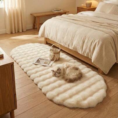 Shein Soft Fluffy Shag Rug Non-Slip White