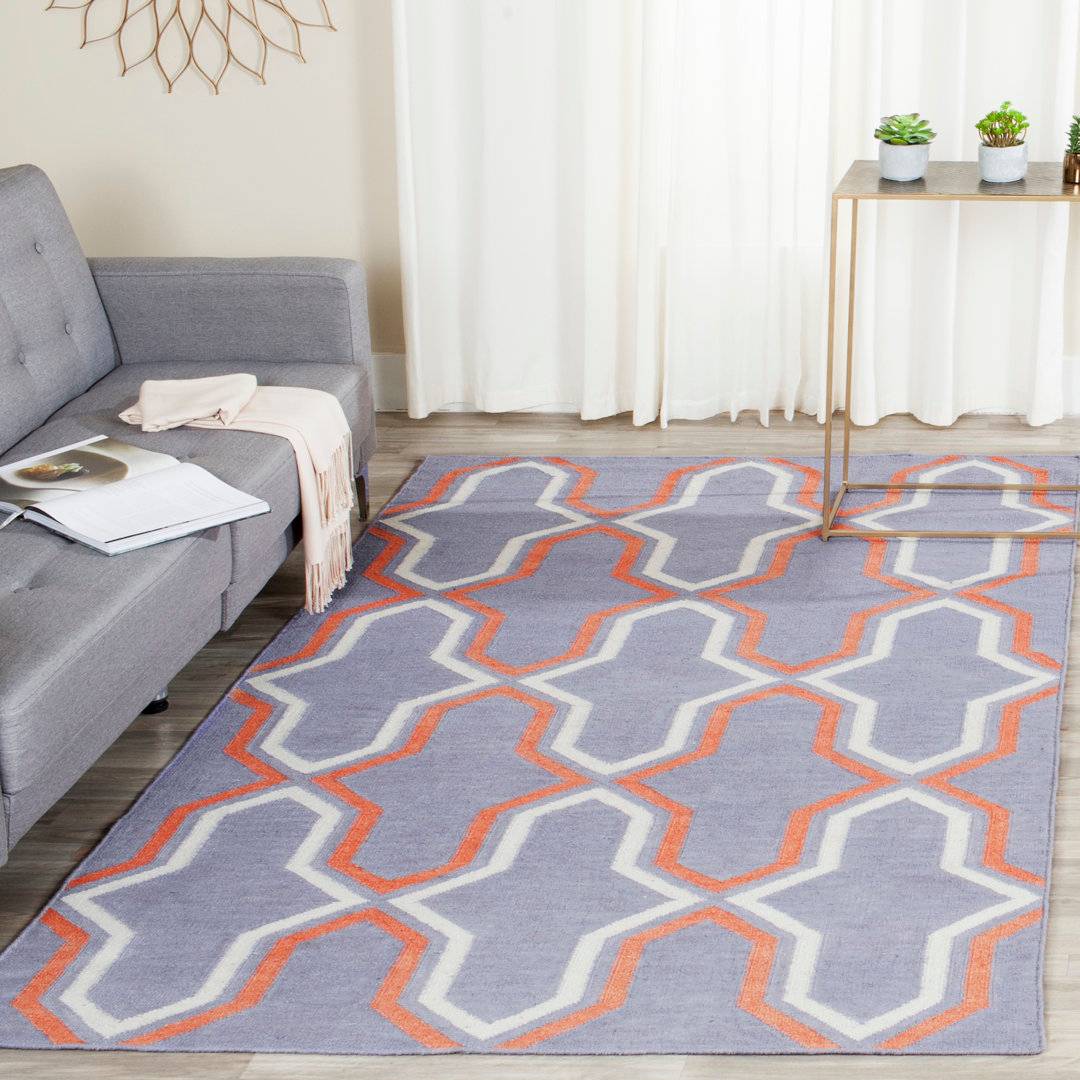 Corrigan Studio Normal Handmade Flatweave Wool Rug Purple