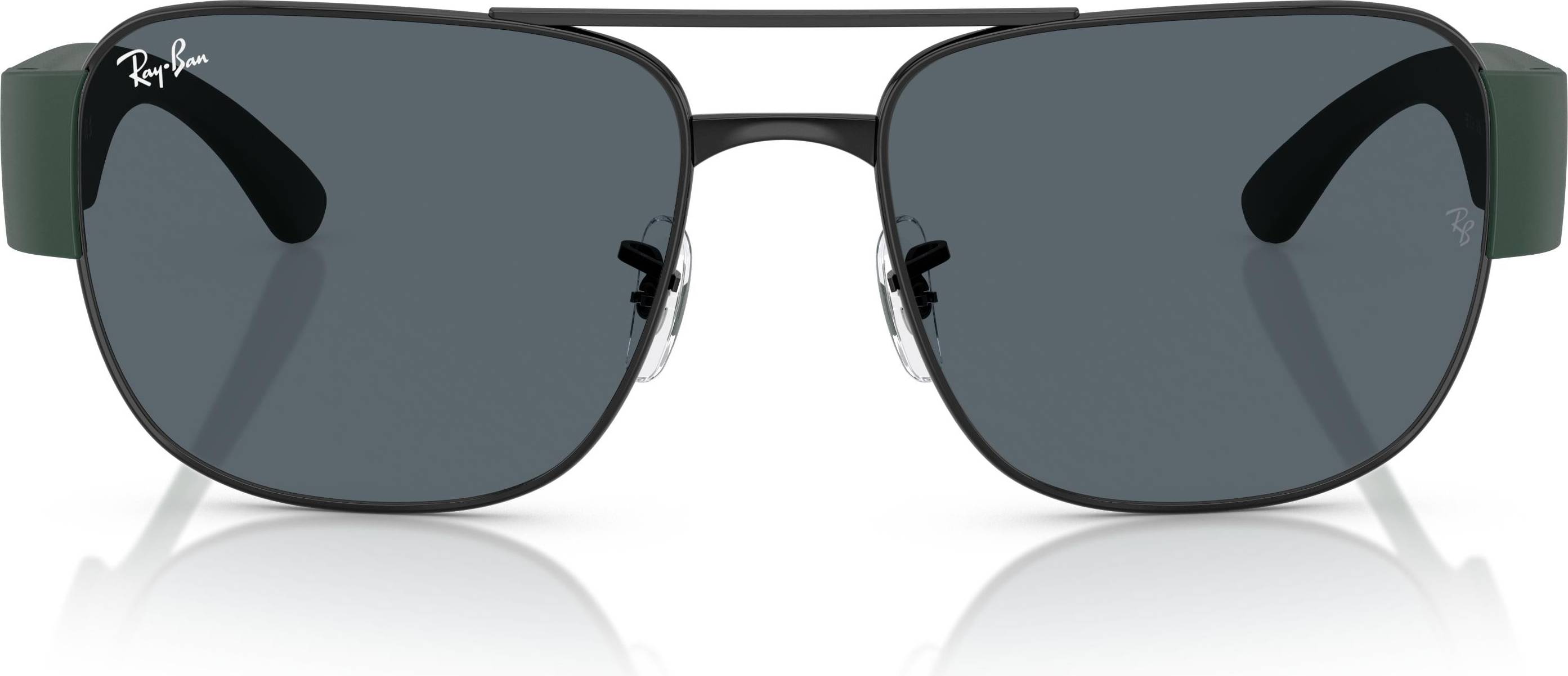 Ray-Ban Rb3756 Solbriller Unisex Sort Front Grønne Arme - Sort