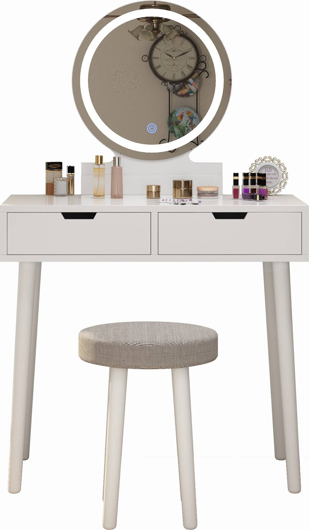 Makeup vanity table with lighted mirror Garvee Makeup Vanity Set 3 Color Dimmable Lighted Mirror Dressing Table