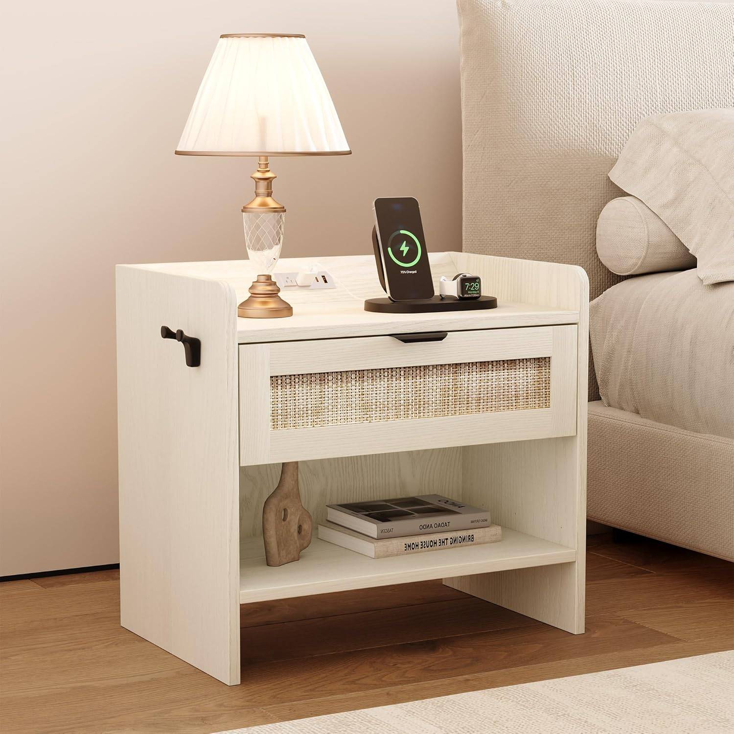 Bedroom set Garvee Rattan Nightstand Set Bedside Table