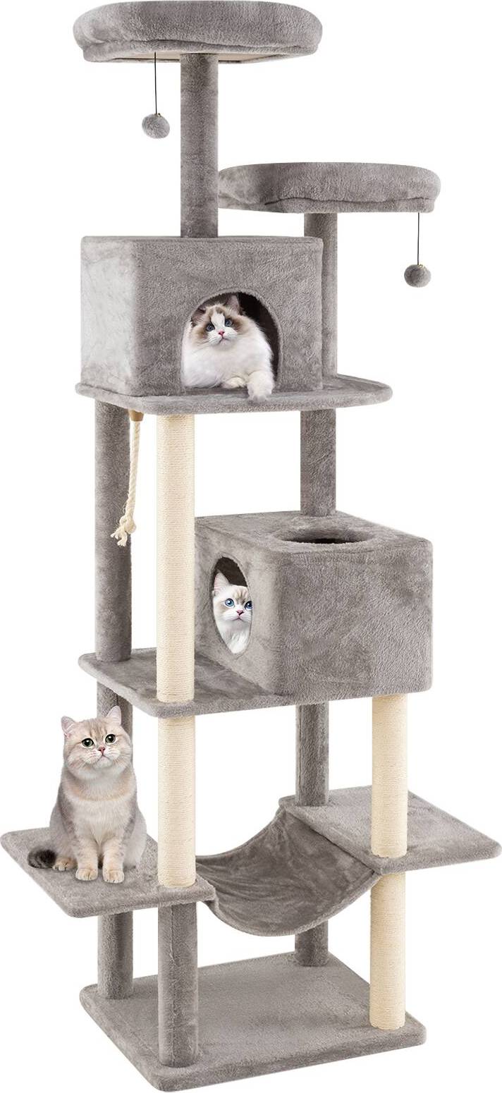 Large cat cat tree Gymax 81 Inch Large Cat Tree with 2 Condos