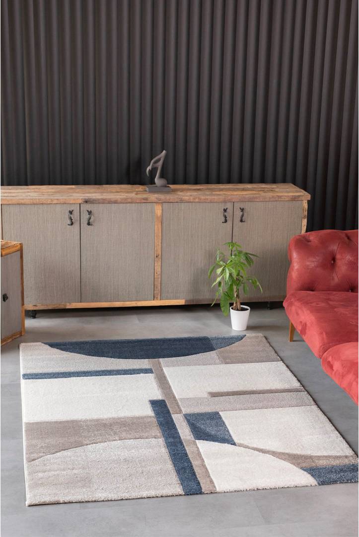 Borough Wharf Amorra Geometric Machine Area Rug Beige