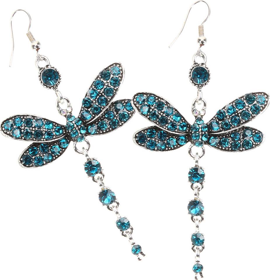 Inoomp Female Dangle Earrings Dragonfly Rhinestone Jewelry