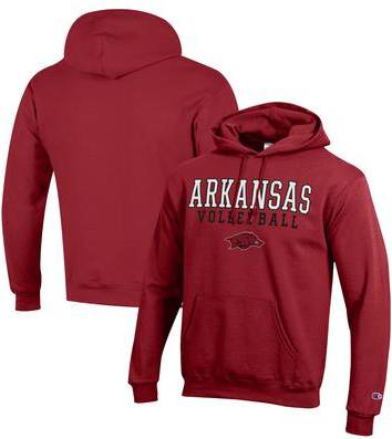 Champion Cardinal Arkansas Razorbacks Stack Logo Volleyball Pullover Hoodie