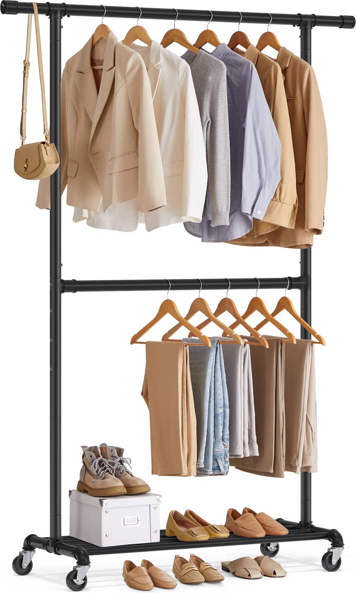 Double clothing rack Songmics Heavy-Duty Double-Rod Clothes Rack