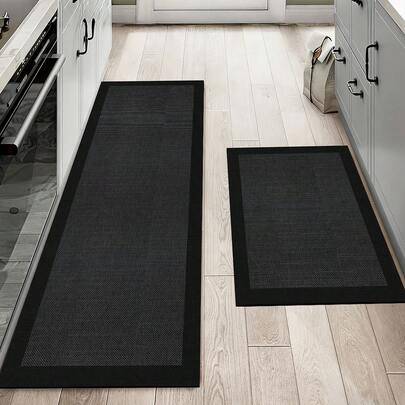 Shein Minimalist Style Kitchen Rug Black cm