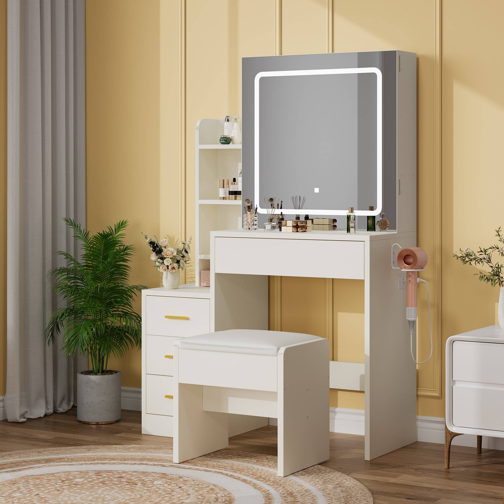 Makeup vanity stool Garvee Life LED Lighted Vanity Stool Dressing Table
