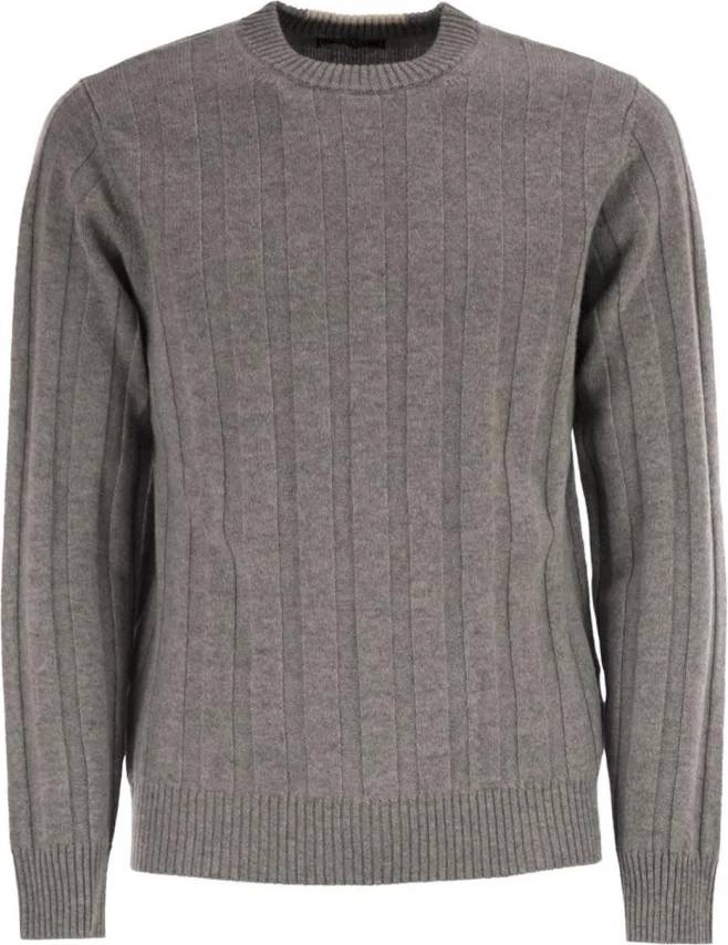 Peserico Ribstrikket Sweater Rund Hals - Grå
