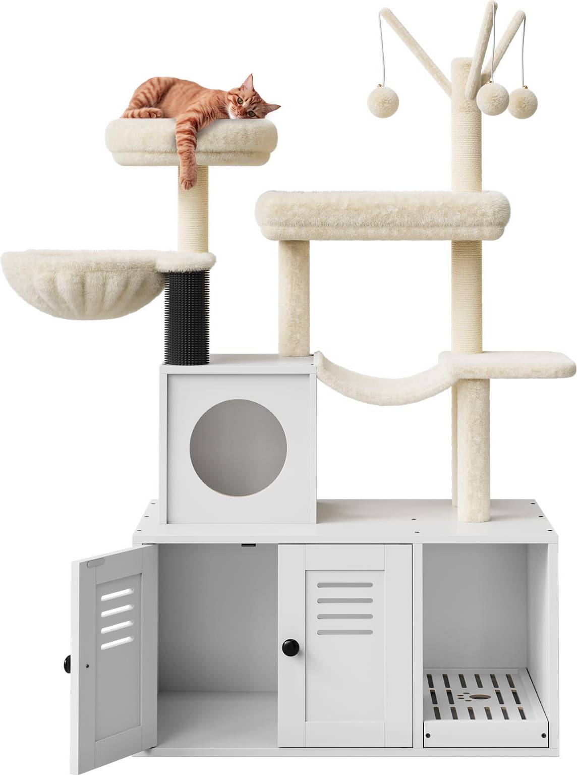 Litter box cat tree IDEALHOUSE Multi Level Cat Tree Tower with Litter Box