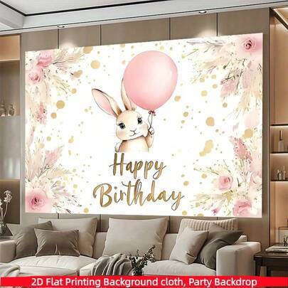 Shein 2D Flat Rabbit Backdrop Polyester