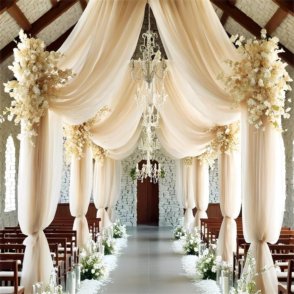 Sheer Backdrop Curtain With 2 Ribbons